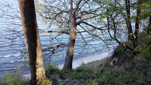 Blick vom Hochufer-Wanderweg auf den Strand